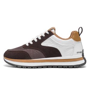 Износостойкие дышащие низкие кроссовки для детей и подростков Kung Fu partners, коричневый/белый