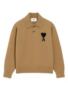 Свитер с монограммой Ami de Coeur Ami Paris, коричневый