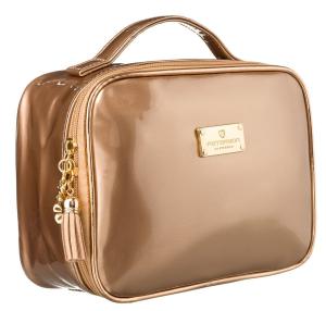 Женская косметичка Peterson блестящая с ручкой-молнией вместительный органайзер для косметики, золотая