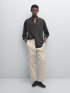 Рубашка облегающего кроя стретч Massimo Dutti, серый