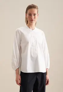 Seidensticker Классическая блузка "Black Rose", воротник с длинными рукавами, однотонный, белый