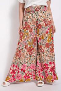 Расклешенные широкие брюки с присборенной талией и боковым карманом TRUEDAMES, розовый