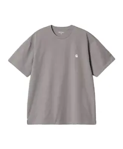 Серая хлопковая футболка с вышитым логотипом. Carhartt Wip, серый