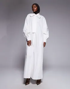 Белое платье макси с пуговицами на воротнике iyal