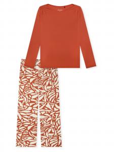 SCHIESSER Пижама 'Selected Premium' в цвете Rusty Red, Off White