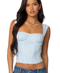 Женский корсет Marcella с широкими бретелями из сетки Edikted, синий