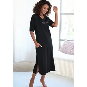 Ночная рубашка Vivance Dreams с красивым принтом из фольги, черный