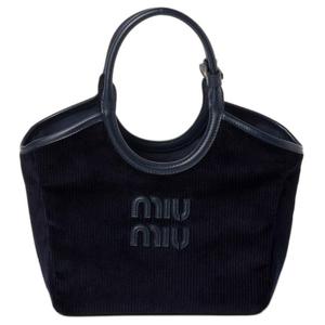 Сумка через плечо из ткани женская морская синяя MIU MIU