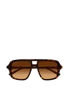 Солнечные очки квадратной формы с деталями в виде конской упряжи Gucci, коричневый