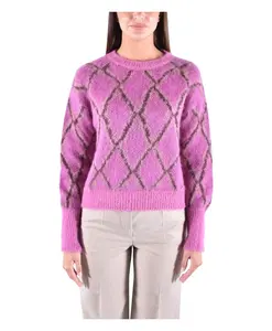 Бесшовный шерстяной свитер с круглым вырезом из альпаки Kangra, розовый