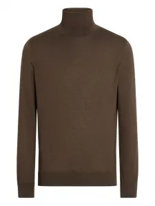 Свитер из смесового кашемира с высоким воротником Zegna, коричневый