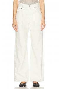 Джинсы Damon с плиссировкой и широкими штанинами R13, White Slubby Twill