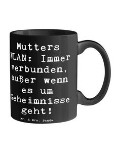 Кружка с надписью Мамин Wi-Fi, черная Mr. & Mrs. Panda