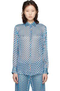 Dries Van Noten Синяя рубашка с вытравленным рисунком