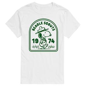 Мужская футболка с рисунком Peanuts Beagle Scouts Badge Licensed Character, белый