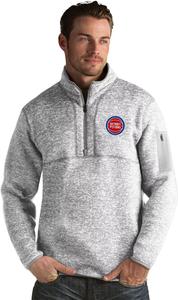 Мужской серый пуловер с молнией до половины Antigua Detroit Pistons Fortune