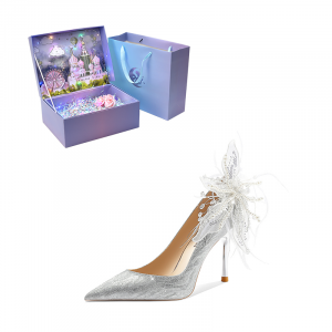 Эксклюзивные женские туфли на высоком тонком каблуке Castle 3D Box, серебристые ROBINHOOD, Silver