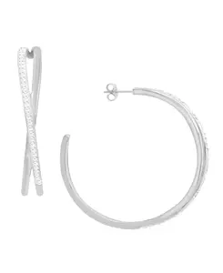 Серьги-Кольца с перекрещивающимися кристаллами, позолоченные и посеребренные And Now This, silver-tone