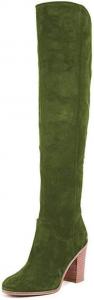 Женские сапоги YDN до колена с круглым носком, с молнией, для широкой голени, на стопке, с массивным каблуком, размер 37-48, Olivgrün