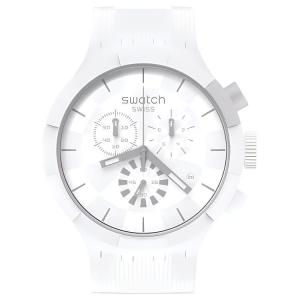 SWATCH Часы Unisex 47mm White Watch SB02W400, White