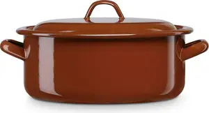 Кастрюля Terra с крышкой, подходит для индукционной плиты, эмалированная сталь, 12 см, 0,65 л, винтажный коричневый Briebe