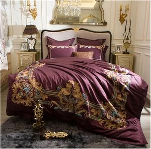 YUSIWOAL Комплект постельного белья из египетского хлопка 120S с вышивкой