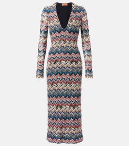 Зигзагообразное платье миди из ламе Missoni, Multicolor tones