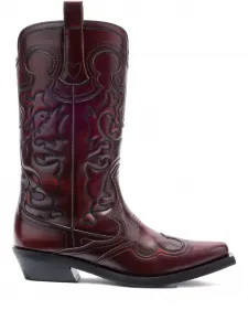 Ботинки с вышивкой GANNI, красный