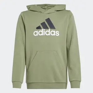 Детская толстовка из хлопка с двухцветным большим логотипом Adidas Essentials, зеленый