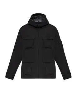 Утепленная куртка с капюшоном Versace Jeans Couture, черный