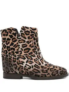 Ботильоны из телячьей кожи с леопардовым принтом Via Roma 15, коричневый