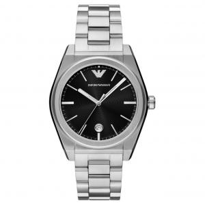 EMPORIO ARMANI Часы Three-Hand Date Stainless Steel Watch, Black Dial