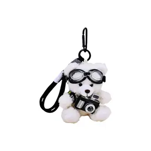 Мерцающая камера плюшевый кулон медвежонок 12 см высота LEVENKENESS, белый