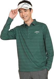 Мужская рубашка-поло с длинным рукавом Callaway C24233107 (впитывающая, быстросохнущая, с защитой от УФ-излучения), для гольфа, зеленый
