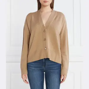 Укороченный шерстяной кардиган Liu Jo, коричневый