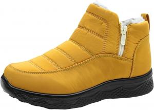 Зимние снегоступы для женщин и мужчин, утепленные мехом, ботильоны до щиколотки, водонепроницаемые, с противоскользящей подошвой, боковая молния, удобные, на легком ходу, короткие ботинки с закругленным носком, для прогулок на улице Wabkderpu, желтый