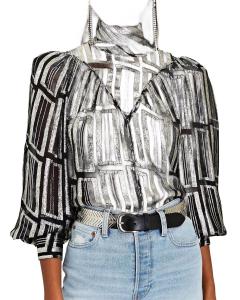 Claireta Lamé Блуза с металлическим эффектом в черно-серебристом цвете IRO