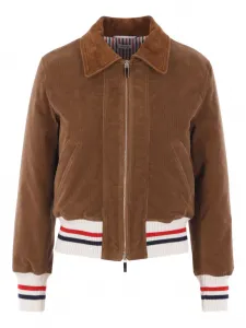 Вельветовая куртка с ребристой отделкой THOM BROWNE, коричневый