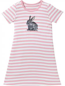 Erwin Müller Детская ночная рубашка из трикотажа, розово-бело-серого цвета