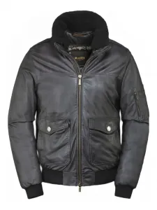 Кожаная куртка Folco-Pe1 с воротником из овчины Moorer, черный