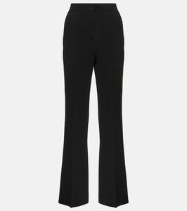 Расклешенные брюки из крепа с высокой посадкой и складками Toteme, черный
