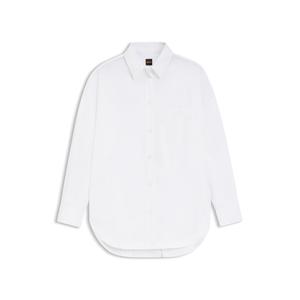 Блузка свободного кроя из органзы и поплина BOSS, белый