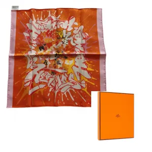 HERMES Шелковый шарф унисекс оранжевый, Orange