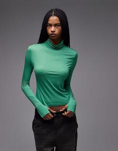 Зеленый топ с воротником-стойкой и длинными рукавами, полупрозрачный Asos Design