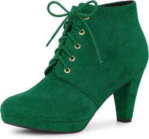 Женские ботильоны Allegra K на платформе с застежкой-шнуровкой и широким каблуком, Emerald Green