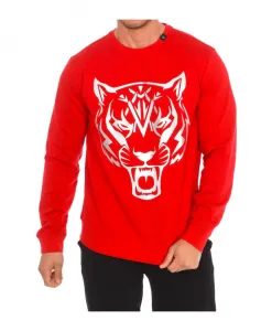 Толстовка с круглым вырезом и фирменным принтом Plein Sport, красный