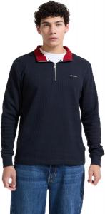 GUESS Ребристый пуловер с четвертью молнией, Daring Ocean