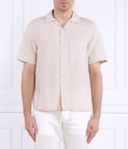 Рубашка мужская Calvin Klein из льна и хлопка с коротким рукавом, экрю