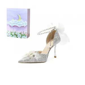 ROBINHOOD Женские туфли на высоком каблуке Silver - серебристо-фиолетовая лунная галактика в коробке, цвет Silver Purple Moon Galaxy Box