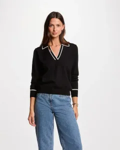 Женский свитер с воротником-поло Morgan, черный